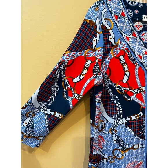 Gretchen Scott Jersey Bordertown Ditto Dress Imari Equestrian Scarf Nautical M - Picture 4 of 7
